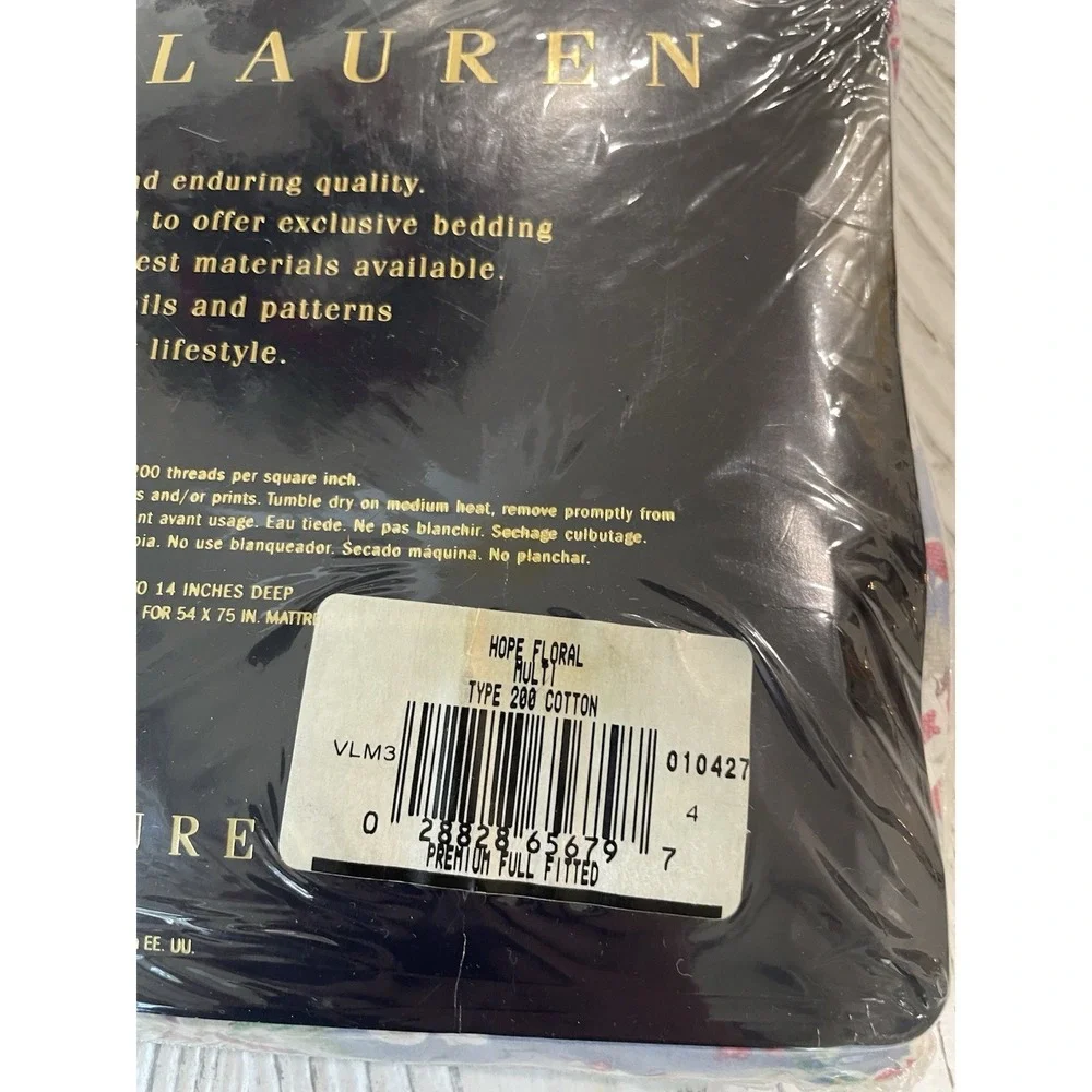 Vtg‎  New Ralph Lauren Hope Floral Blue FULL Deep Fitted Sheet NIP
